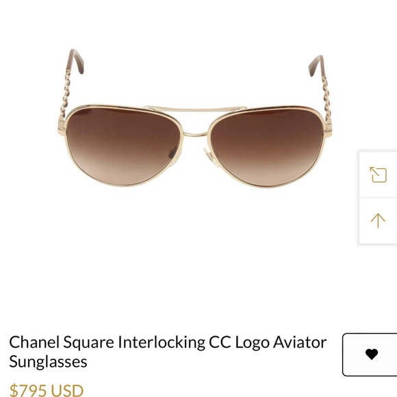 AUTHENTIC CHANEL Brown Leather and Gold Chain 4219-Q Polarized Pilot Sunglasses - Picture 1 of 10